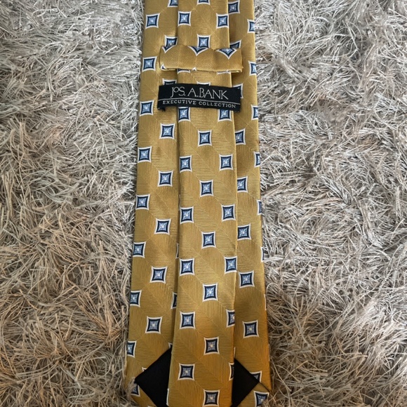 Gold Jos. A. Banks 100% Silk Tie with Blue Accents - Picture 3 of 3